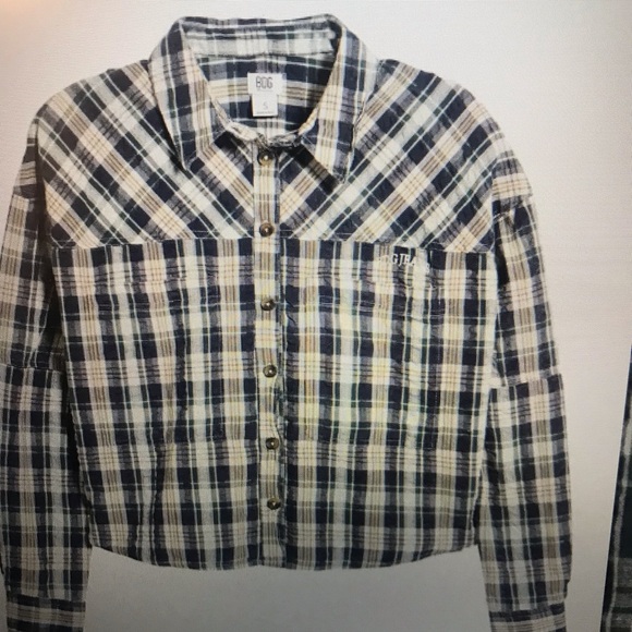 BDG URBAN OUTFITTERS Women’s Addison Check Button-Up Plaid Navy White Shirt L - Picture 6 of 15